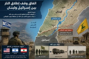 إسرائيل ولبنان يوافقان على وقف إطلاق النار  وإجلاء جميع عناصر حزب الله من جنوب نهر الليطاني