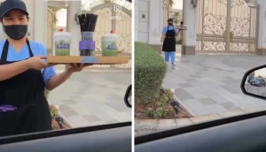 بالفيديو: قصر في الرياض يتحول إلى كافيه ويقدم المشروبات الساخنة والباردة للزبائن من أمام الباب
