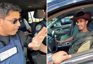 بالفيديو: ردة فعل التيك توكر السعودي بعد تفاجئه بضبط سائق يمني أثناء مشاركته تجربة الشرطة الأمريكية في القبض على المخالفين