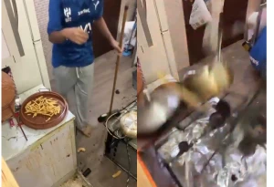 بالفيديو: لحظة انفجار فرن غاز أثناء تحضير شاب للطعام ليلاً