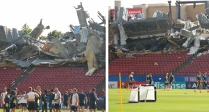 بالفيديو.. المنتخب السويدي يتدرب في ملعب دالاس وسط أعمال هدم المدرج