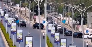 فيديو يوثق تحرك  موكب ماكرون إلى قصر الشعب قبل وقوع انفجاري دمشق