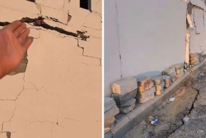 فيديو يوثق هبوط مفاجئ في أرضية منزل حديث الإنشاء يتسبب في تشققات وانكسارات كبيرة بالجدران