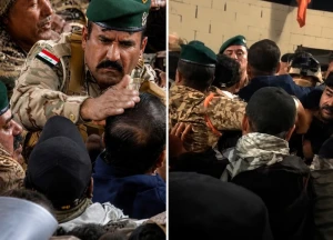 بالفيديو.. شرطي عراقي يصفع النائب الذي هدد بسحل القنصل الكويتي أثناء محاولته اقتحام القنصلية الكويتية في البصرة