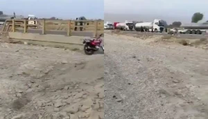 بعد القصف الأمريكي للجسور.. بالفيديو.. طوابير شاحنات نقل النفط تتكدس على الطرق المؤدية لميناء بندر عباس الإيراني