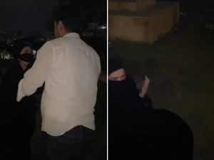 مصر.. بالفيديو: امرأة منتقبة تضبط زوجها مع فتاتين وتفقد أعصابها في حديقة عامة