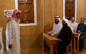 فيديو لمعلم يلتقي بطلابه بعد غياب 50 عاماً ويجتمع بهم داخل فصل دراسي ويعلمهم نطق الحروف
