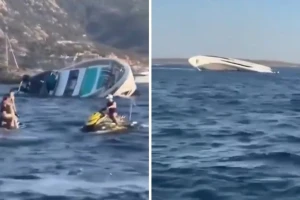 بعد 4 أيام فقط من تسليمه لمالكه.. بالفيديو : غرق يخت فاخر  في البحر المتوسط