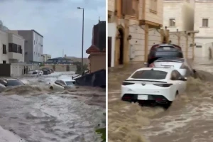 بالفيديو: أمطار غزيرة تغمر حي الوسام في الطائف.. والسيول تجرف عددًا من المركبات