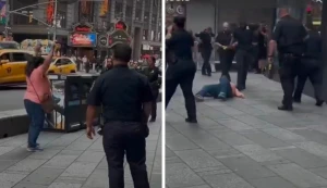 بالفيديو: لحظة إطلاق عناصر شرطة نيويورك النار على امرأة كانت تحمل سكيناً في ساحة "تايمز سكوير" بمانهاتن