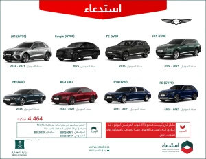 «التجارة» تعلن استدعاء أكثر من 4 آلاف سيارة من نوع «جينيسيس» الكورية..  وتكشف السبب