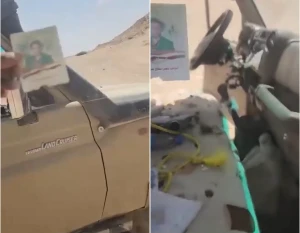 بالفيديو.. جندي يمني يوثق لحظة الاستيلاء على مركبة عسكرية لميليشيا الحوثي في جبهات الجوف ويعرض هوية القتيل