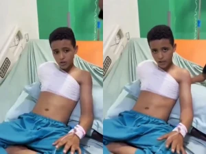 في أول ظهور له بعد الحادث.. بالفيديو: الطفل الذي تعرض لهجوم أسد في حديقة حيوان بصنعاء وبترت يده يروي التفاصيل