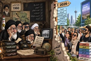 «شعب يتطلع للمستقبل.. ونظام رجعي عالق في الستينيات».. كاريكاتير ساخر عن إيران