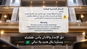 بعد إطلاق مليشيا الحوثي صواريخ باليستية باتجاه مكة.. فيديو يوثق تلقي المصلين في الحرم المكي رسائل الإنذار أثناء رفع الأذان