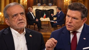 بالفيديو : مذيع «فوكس نيوز» للرئيس الإيراني: «هل رأيت المرشد مجتبى خامنئي شخصيًا؟».. الأخير يجيب