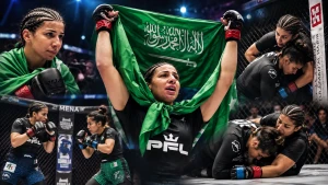 بالفيديو: لحظة فوز المصارعة السعودية فاطمة العماري بالضربة القاضية على منافستها الجزائرية آية لوناس