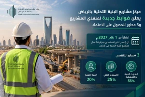 مركز مشاريع البنية التحتية بالرياض يعلن ضوابط جديدة لمنفذي المشاريع.. و3 شروط للحصول على الاعتماد