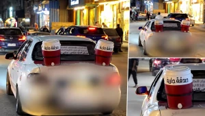 «أغرب صدقة جارية».. بالفيديو: سائق مصري يثبت ترامس عصائر على صندوق مركبته ويتجول بها وسط الشوارع لتوزيعها على المارة