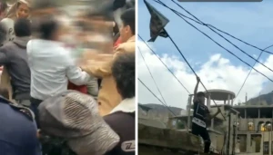 بالفيديو.. يمنيون يقومون بإنزال وتمزيق رايات ميليشيا الحوثي وسط تصفيق حاد