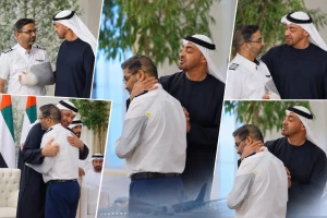 بالفيديو.. رئيس الإمارات يحتضن قائد طائرة «فلاي دبي» المصاب ويتفقد مكان إصابته