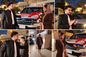 على غرار هدايا المشاهير والفاشينيستات.. بالفيديو: محامٍ عراقي يهدي زميلته سيارة «لاندكروزر 2026» ويثير الجدل