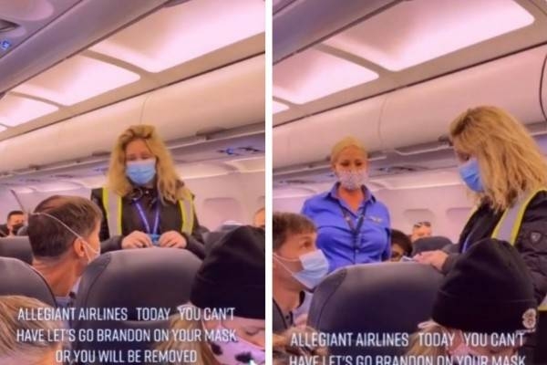 شاهد.. طرد راكب من طائرة أمريكية بسبب عبارة غريبة مكتوبة على كمامته