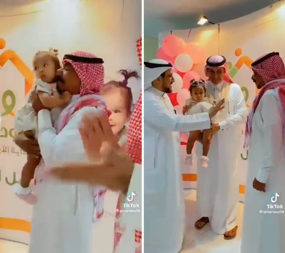 شاهد.. لحظة تبني أسرة لطفلة  من دار أيتام