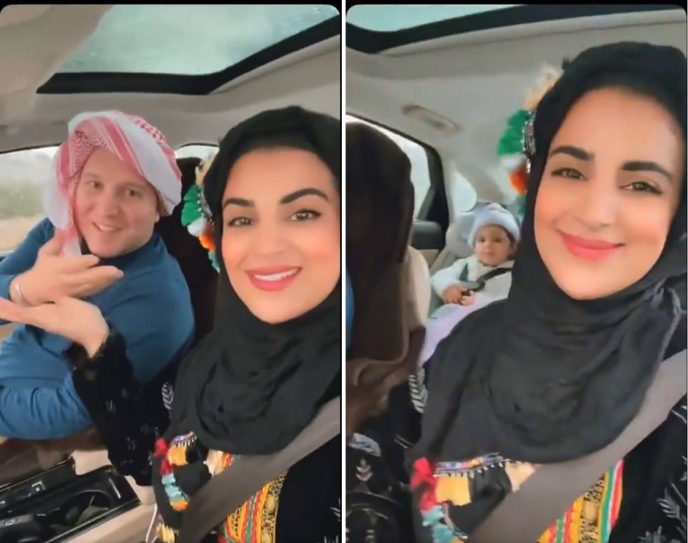 شاهد .. مشهورة السناب إلهام الشهري وزوجها الأمريكي "أبو متعب" خلال زيارتهما للجنوب