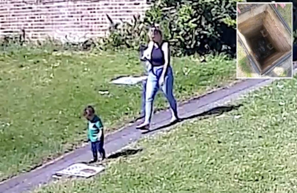 فيديو .. لحظة سقوط طفل رضيع  في بالوعة مجاري  ..شاهد ردة فعل والدته