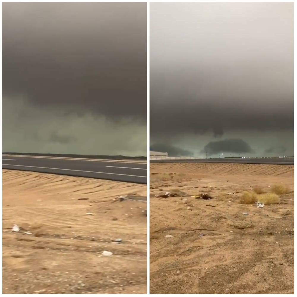 شاهد: تشكل سحابة خضراء عملاقة في سماء جدة