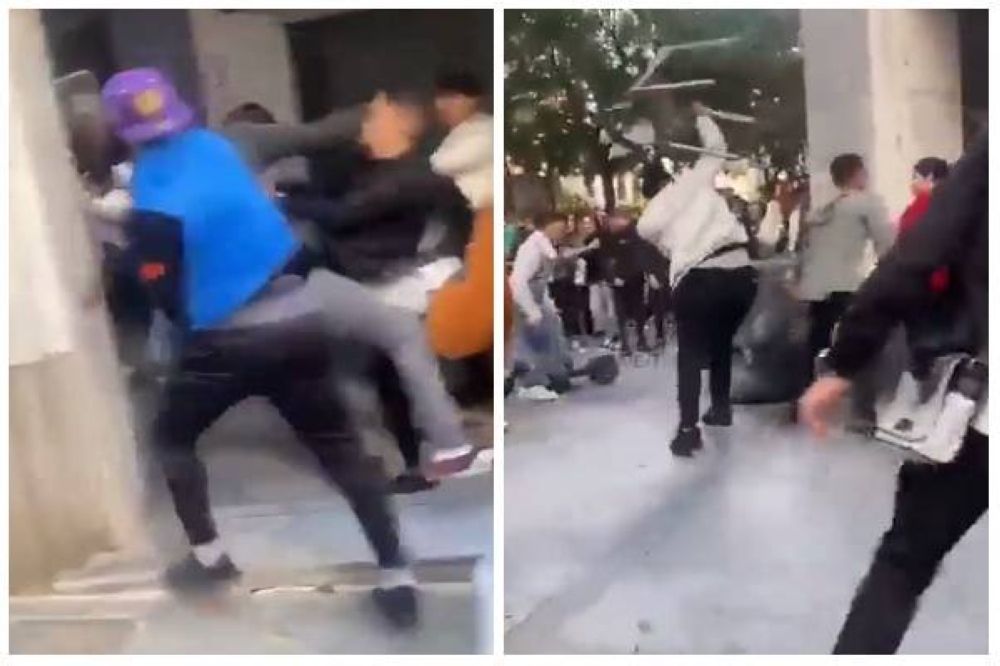 شاهد.. مشاجرة عنيفة بين أسبان ومغاربة بعد فوز المغرب على أسبانيا بكأس العالم