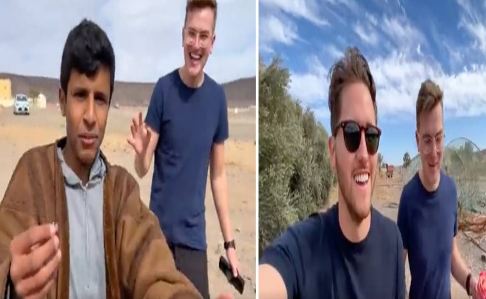 شاهد : ماذا فعل شاب سعودي عندما صادف سائحين أجانب داخل بقالة في قريته