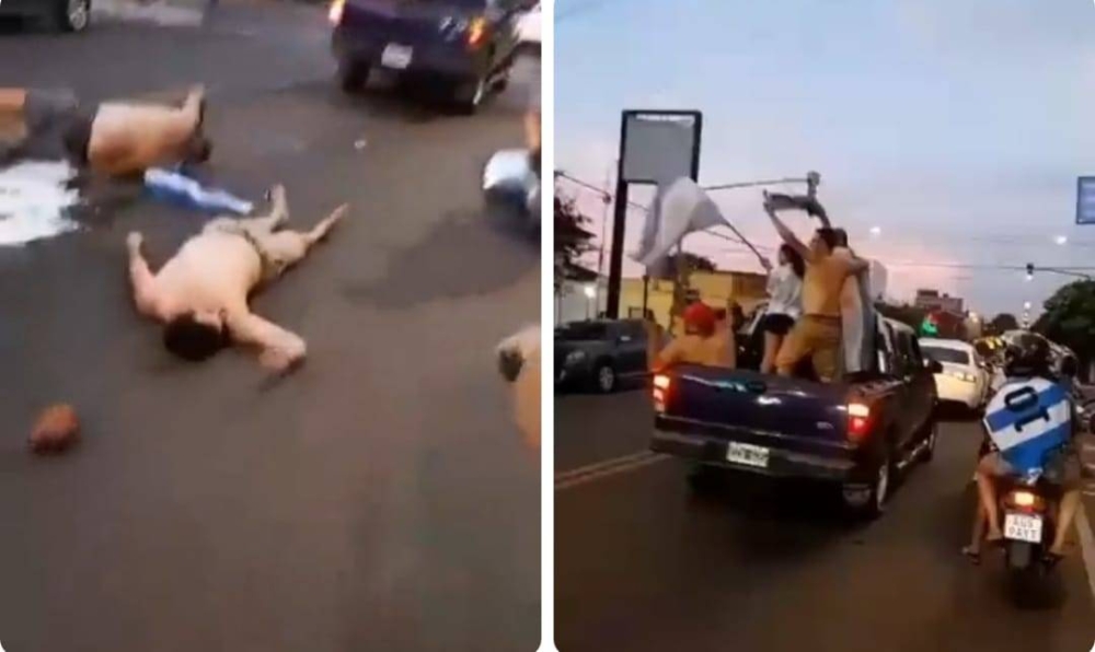 شاهد.. لحظة سقوط مشجعين أرجنتينيين من مركبة أثناء احتفالهما بكأس العالم