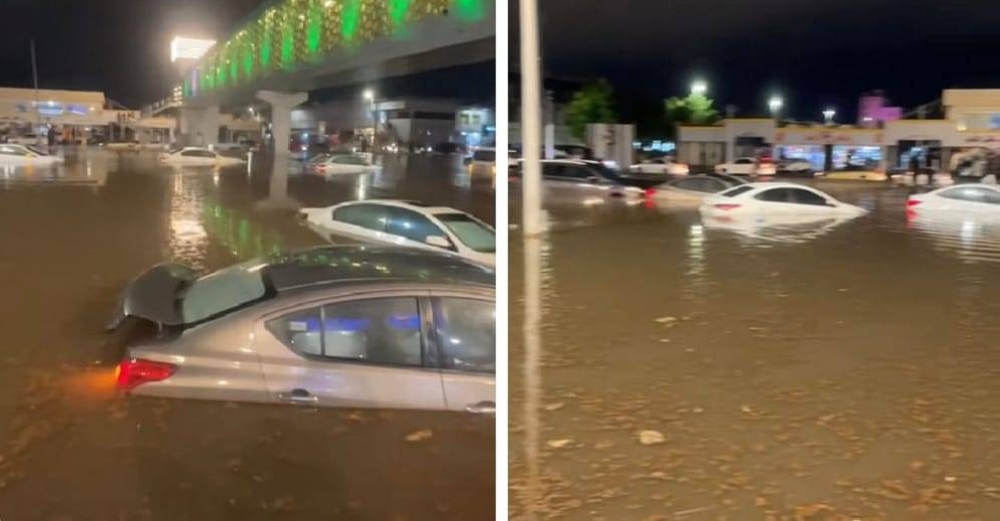 شاهد.. غرق السيارات في شارع الـ 60 بجدة بعد هطول الأمطار الغزيرة