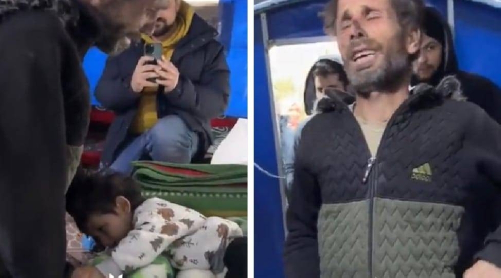 ‏شاهد: فيديو مؤثر لحظة جمع طفل رضيع بوالده المفقود بسبب زلزال سوريا