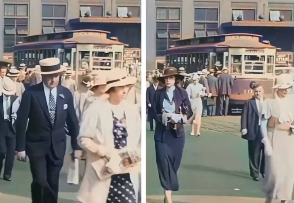 شاهد : فيديو  نادر  بجودة عالية لسكان "نيويورك" في أمريكا عام 1923