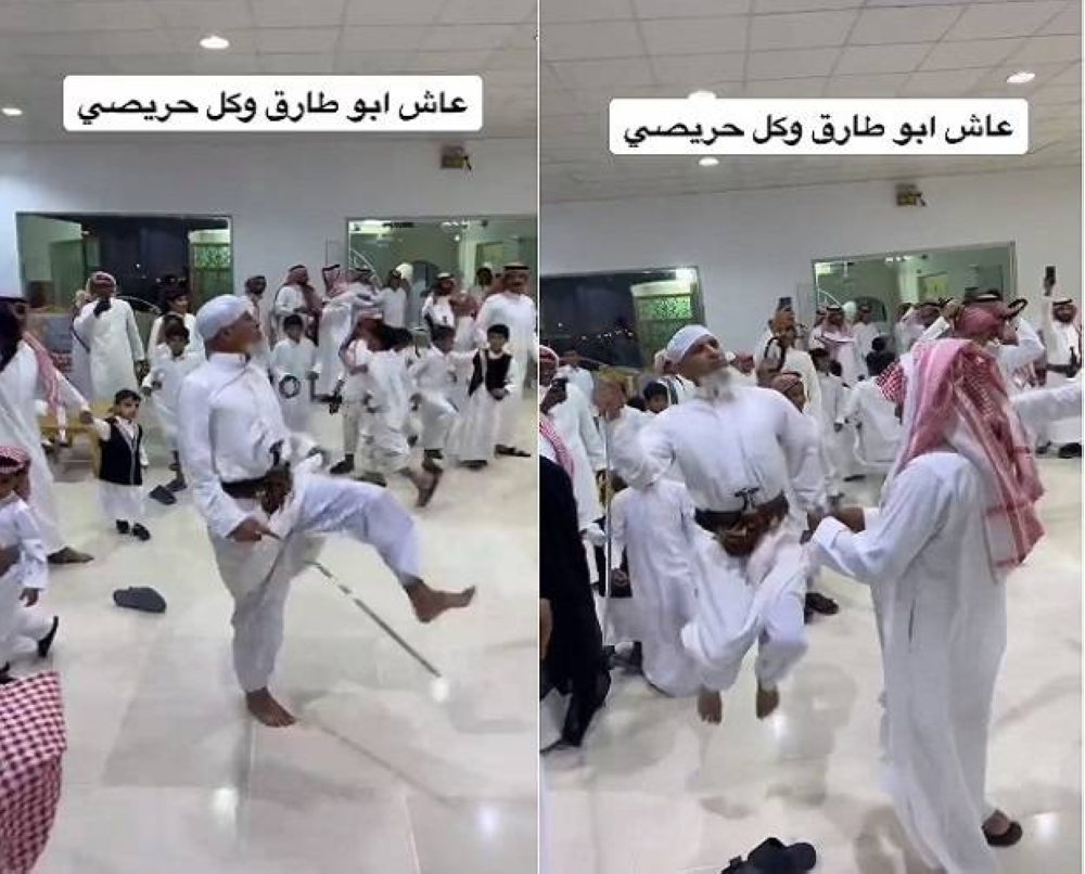 شاهد  .. رقص مواطنين خلال إحدى المناسبات و"مسن " يثير تفاعلا