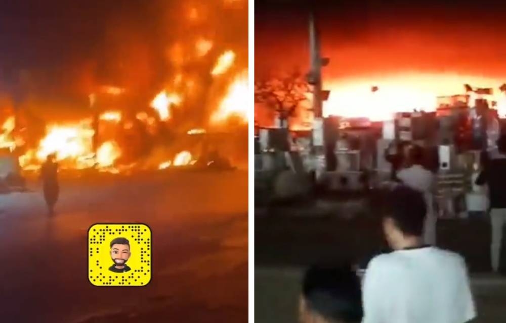 شاهد: حريق ضخم في سوق الصواريخ بجدة وما زالت عمليات الإخماد مستمرة