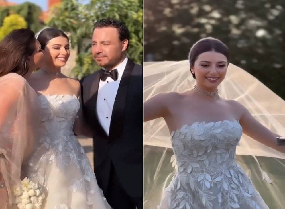 شاهد.. إطلالة ابنة عاصي الحلاني " ماريتا" يوم زفافها