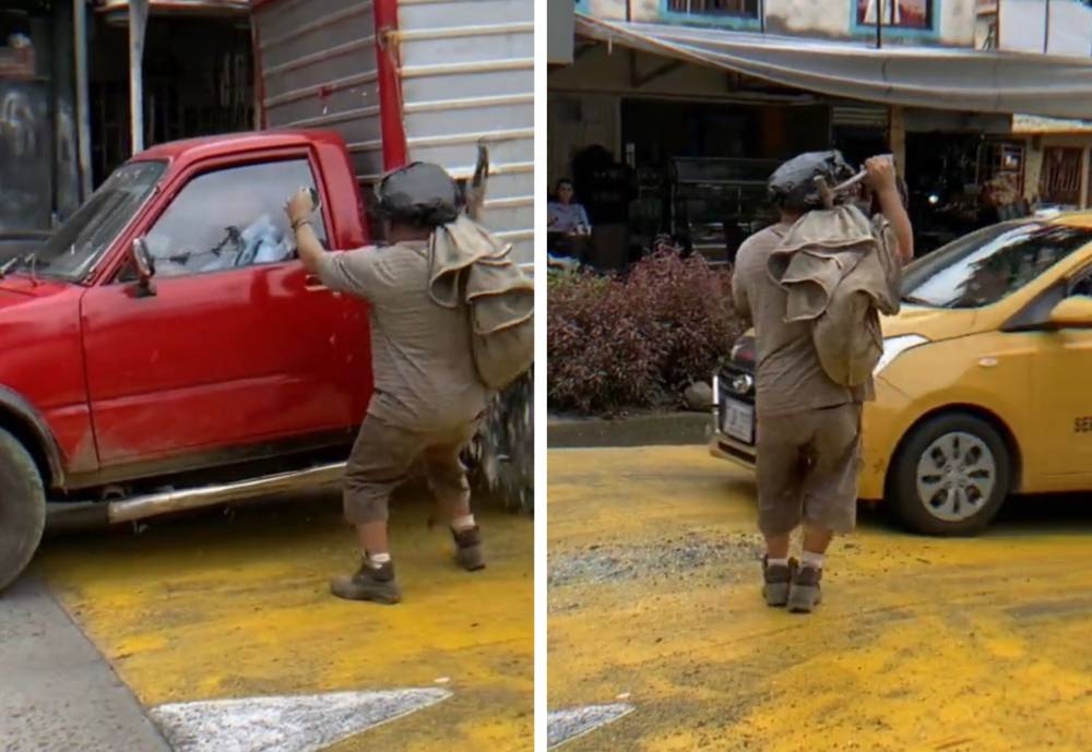 شاهد: أغرب متسول يفاجئ المارة بردة فعله عند عدم الحصول على المال!