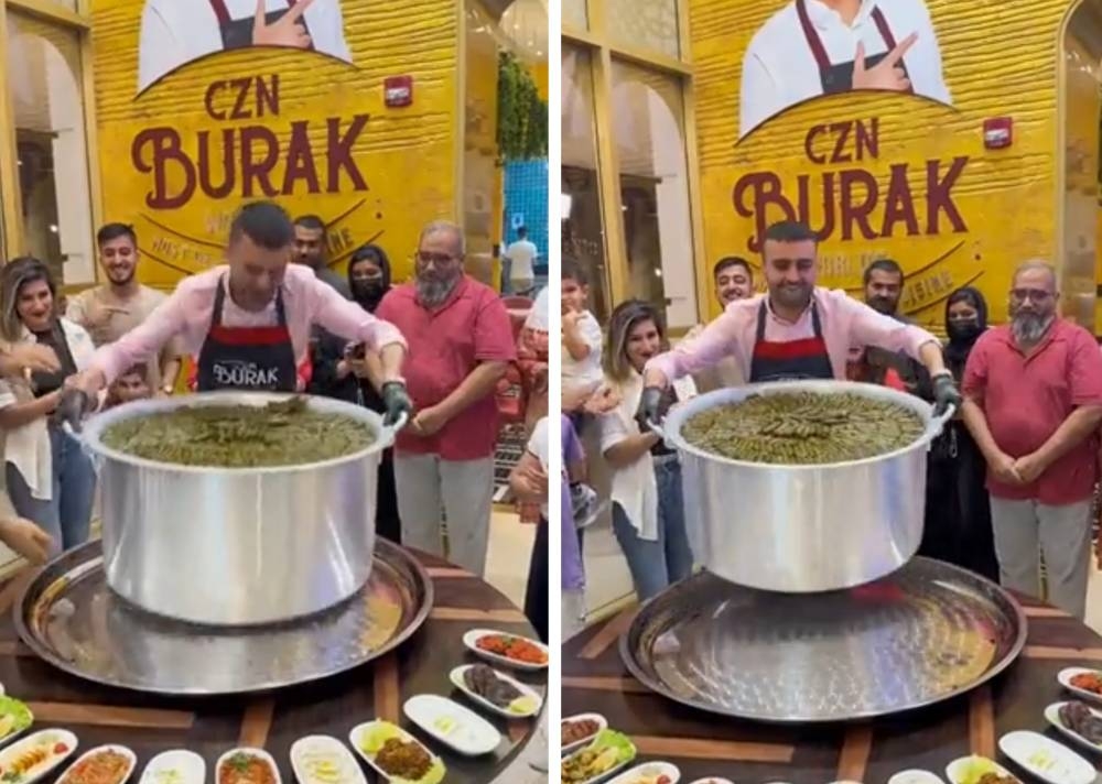 في أحدث ظهور له.. شاهد: الشيف بوراك يفشل في قلب قدر مليئ بورق العنب