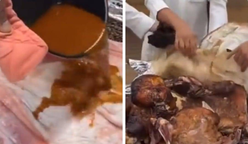 لا تخطر  على البال.. شاهد.. أغرب  "تتبيلة" خروف