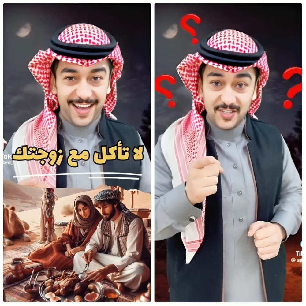 لماذا البدوي لا يأكل الطعام مع زوجته من نفس الصحن؟.. بالفيديو.. صانع محتوى يجيب