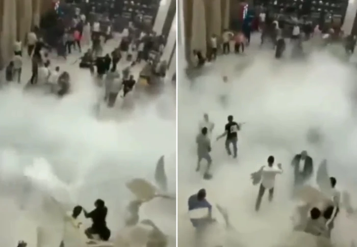 بالكراسي وطفاية الحريق.. شاهد: حفل زفاف يتحول إلى حلبة مصارعة في مصر لسبب غريب!