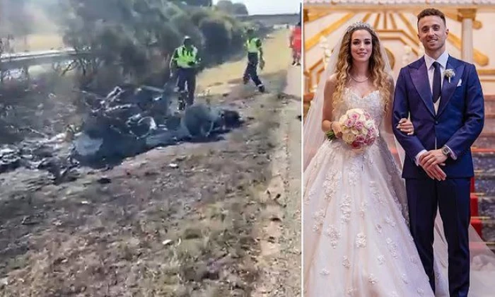 “احترقت السيارة بالكامل”.. أول صور من موقع الحادث المأساوي الذي أودى بحياة لاعب ليفربول  الشهير "ديوغو جوتا"
