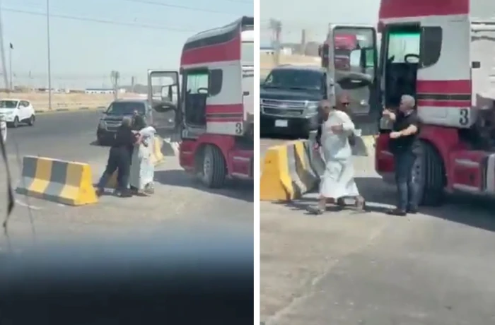 بالفيديو: موظف في ميناء أم قصر بالعراق يعتدي على سائق شاحنة بالضرب