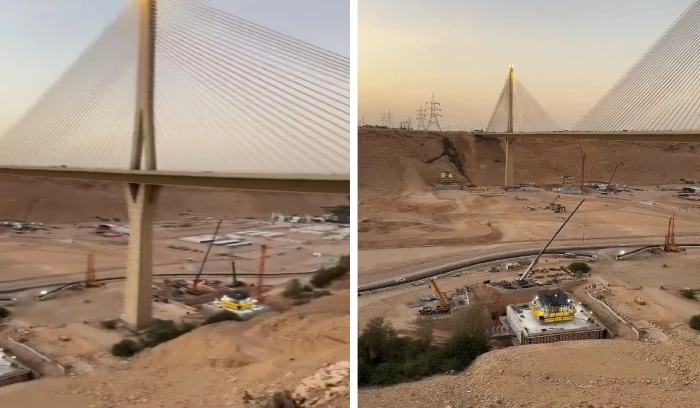 بالفيديو: آخر تطورات الأعمال في توسعة الجسر المعلق بالرياض