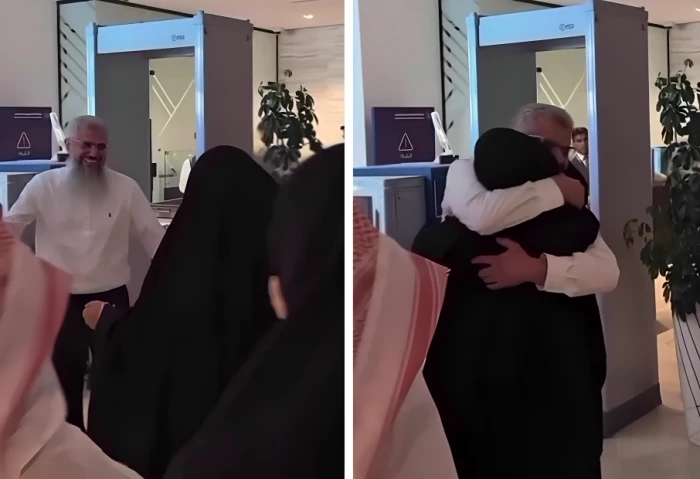 "هلا قلبي هلا بالزين "..  فيديو مؤثر  لصوت "سارة الخنيزان" لحظة استقبال زوجها "حميدان التركي" في مطار الرياض
