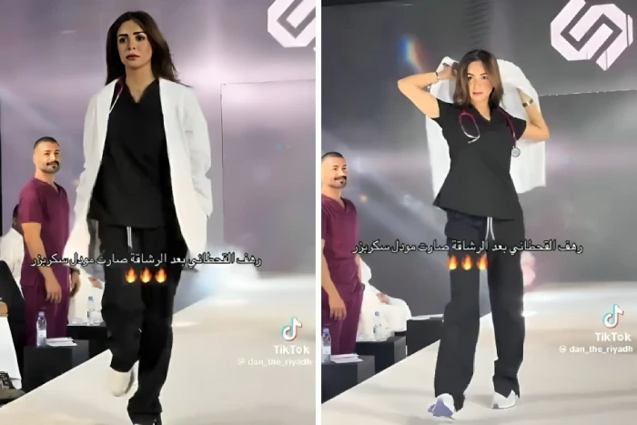بالفيديو: رهف القحطاني تدخل عالم الأزياء بعرض لملابس الأطباء